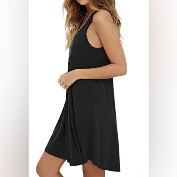AERIE | Black Sleeveless Sheath Midi Swing Dress with Back Key Hole - Picture 2 of 12